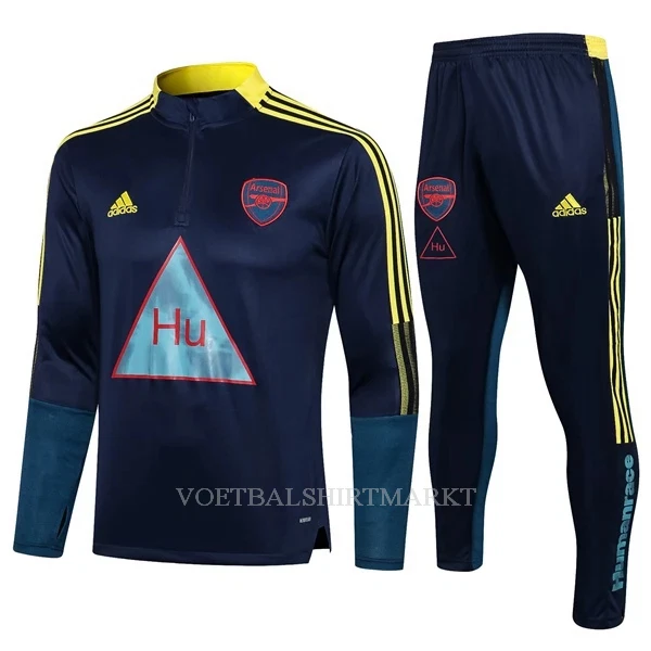 Arsenal Trainings Sweatshirt Pak Kind 2022-23 Kwartrits Blauw-Gele