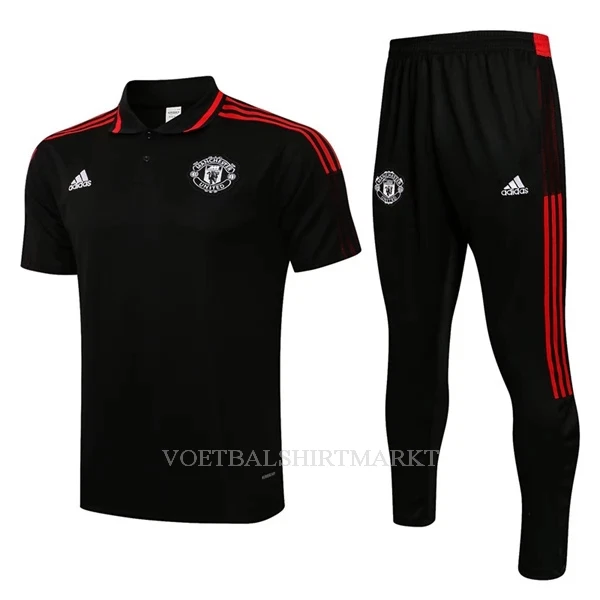 Manchester United Trainingpolo 2022-23 Zwart-Rood-Zwart