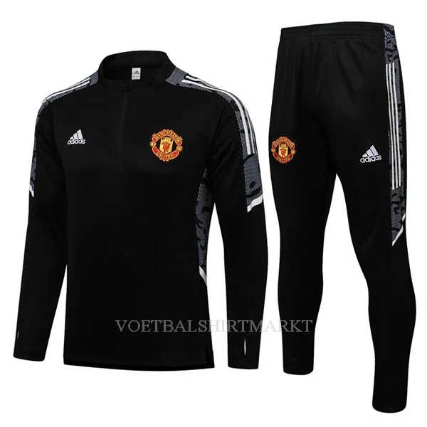 Manchester United Trainings Sweatshirt Pak 2022-23 Kwartrits Zwart-Wit