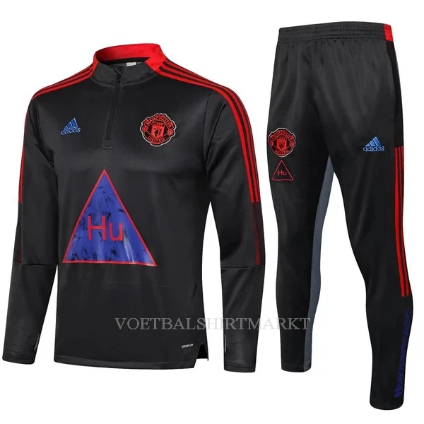 Manchester United Trainings Sweatshirt Pak Kind 2022-23 Kwartrits Donkergrijze