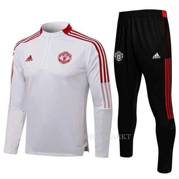 Manchester United Trainings Sweatshirt Pak Kind 2022-23 Kwartrits Witte