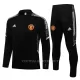 Manchester United Trainings Sweatshirt Pak Kind 2022-23 Kwartrits Zwart-Wit