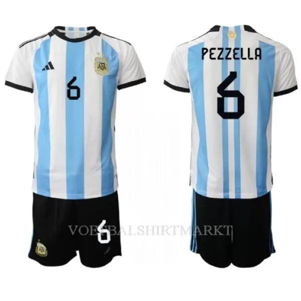 Argentinië German Pezzella 6 Tenue Kind Thuis WK 2022