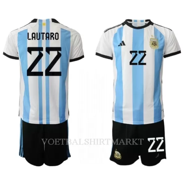 Argentinië Lautaro Martinez 22 Tenue Kind Thuis WK 2022