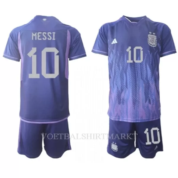 Argentinië Lionel Messi 10 Tenue Kind Uit WK 2022