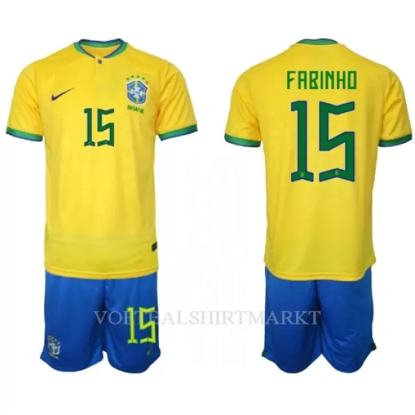 Brazilië Fabinho 15 Tenue Kind Thuis WK 2022