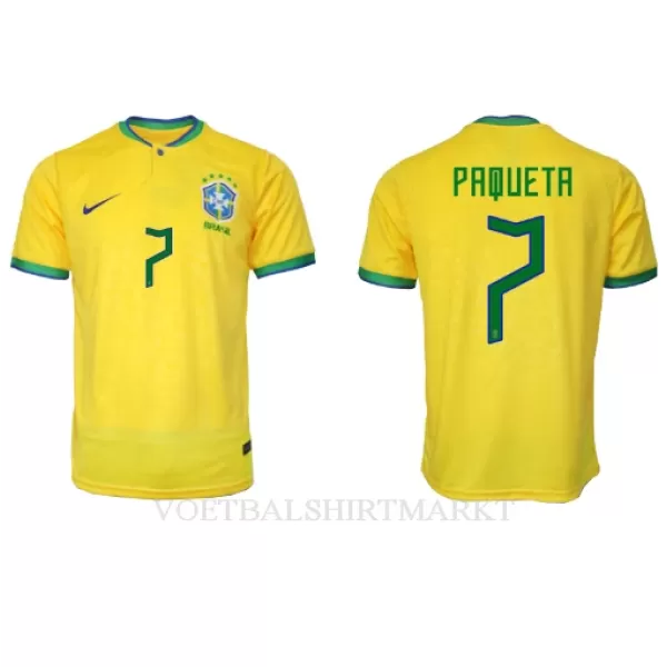 Brazilië Lucas Paqueta 7 Shirt Heren Thuis WK 2022