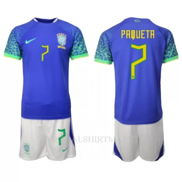 Brazilië Lucas Paqueta 7 Tenue Kind Uit WK 2022