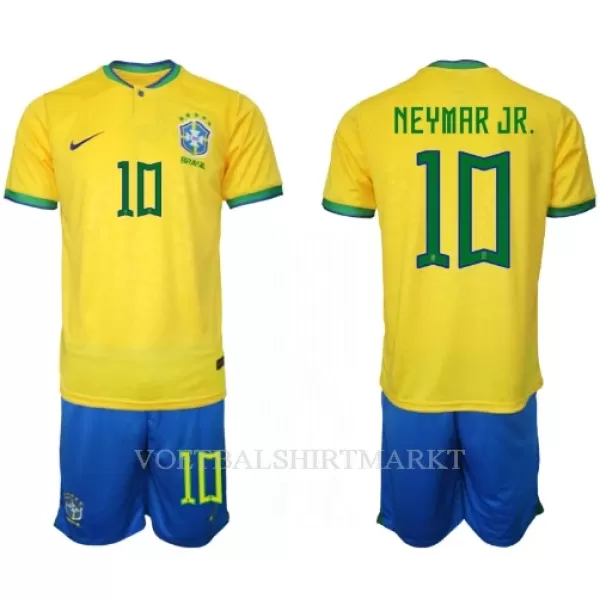 Brazilië Neymar Jr 10 Tenue Kind Thuis WK 2022