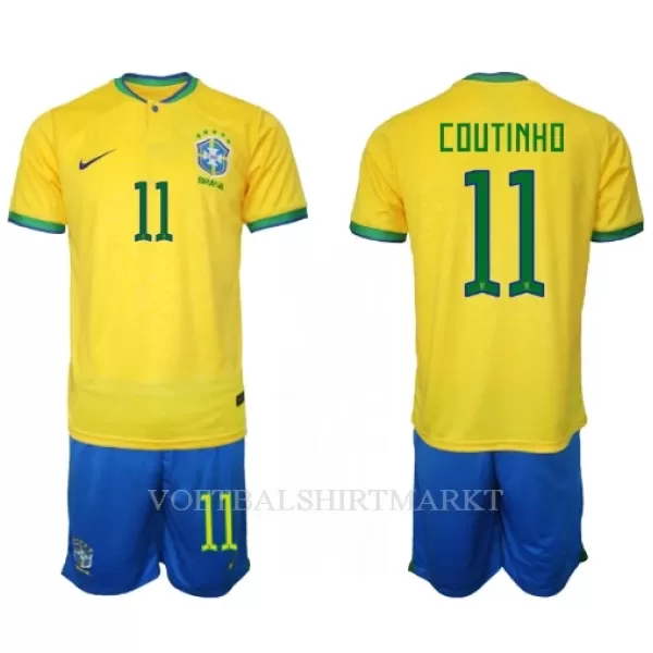 Brazilië Philippe Coutinho 11 Tenue Kind Thuis WK 2022