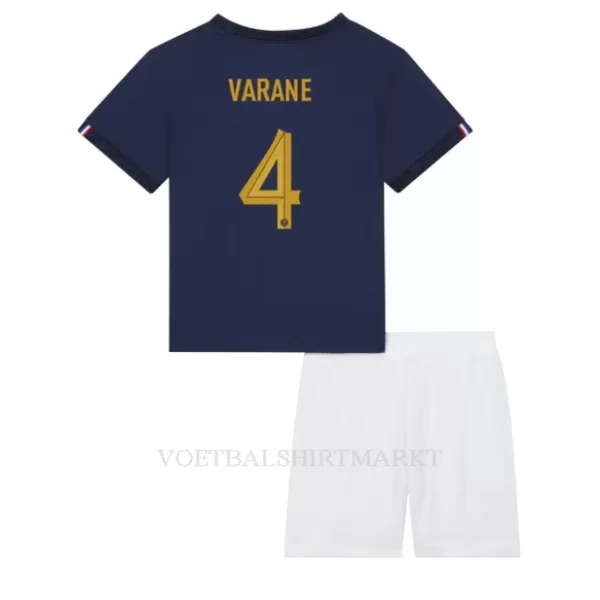 Frankrijk Raphael Varane 4 Tenue Kind Thuis WK 2022