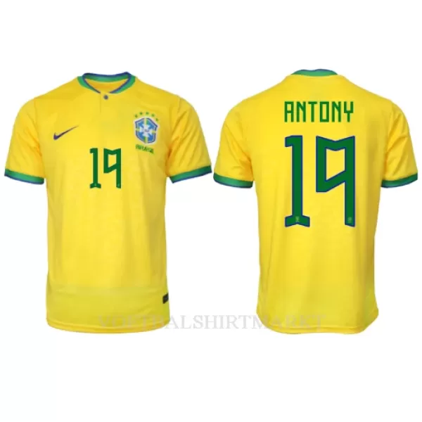 Brazilië Antony 19 Shirt Heren Thuis WK 2022