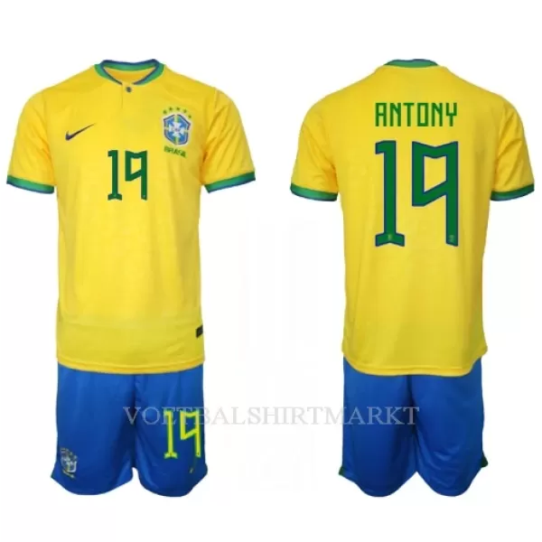 Brazilië Antony 19 Tenue Kind Thuis WK 2022