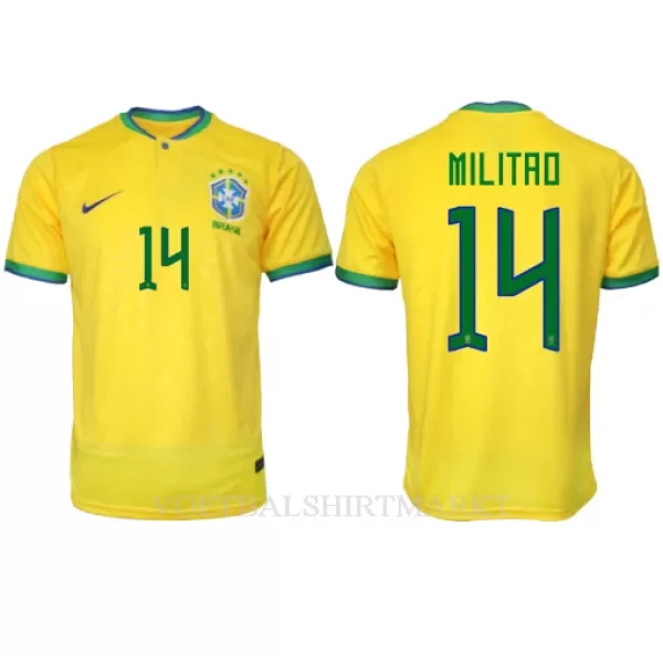 Brazilië Eder Militao 14 Shirt Heren Thuis WK 2022