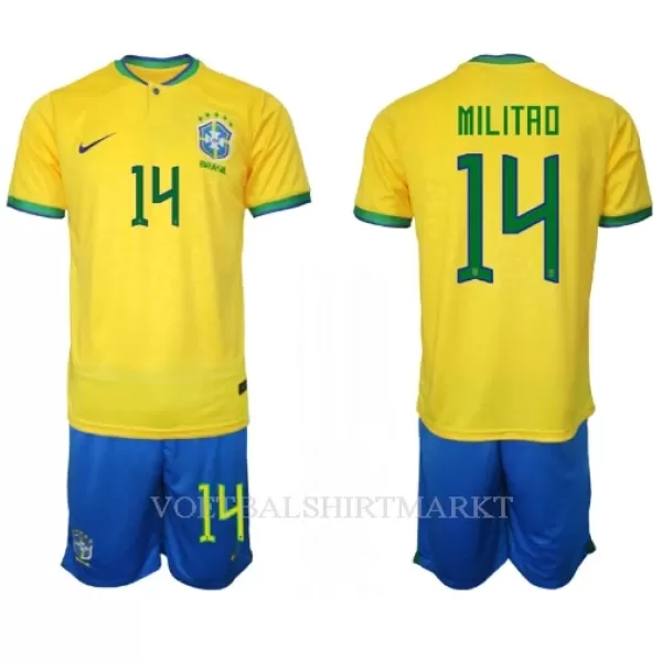 Brazilië Eder Militao 14 Tenue Kind Thuis WK 2022