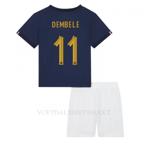 Frankrijk Ousmane Dembele 11 Tenue Kind Thuis WK 2022