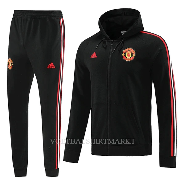 Manchester United Trainingsjacks met Capuchon 2022-23 Zwarte