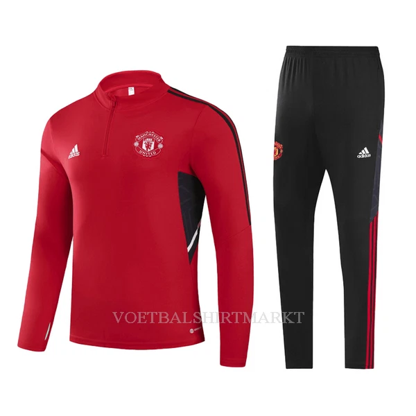 Manchester United Trainingssweaterset Kind 2022-23 Kwartrits Rode