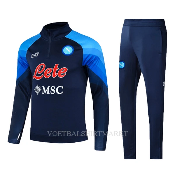 SSC Napoli Trainingssweaterset 2022-23 Kwartrits Blauwe