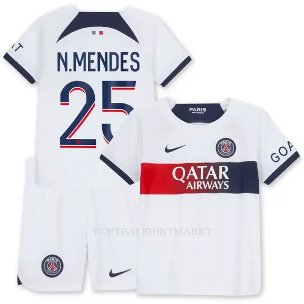 Paris Saint-Germain N.Mendes 25 Tenue Kind Uit 2023/24