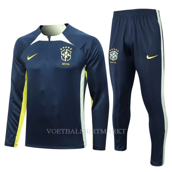 Brazilië Trainings Sweatshirt Pak 2023/24 Kwartrits Blauwe