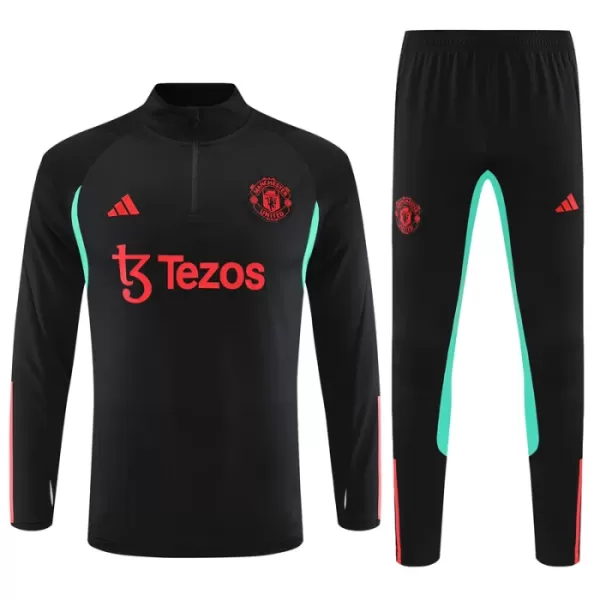 Manchester United Trainingssweaterset Kind 2023/24 Kwartrits Zwarte