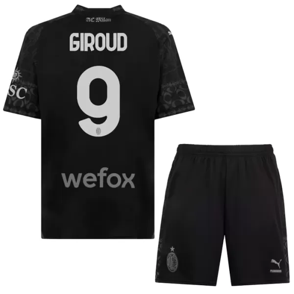 AC Milan Olivier Giroud 9 Tenue Kind Vierde 2023/24 Zwarte