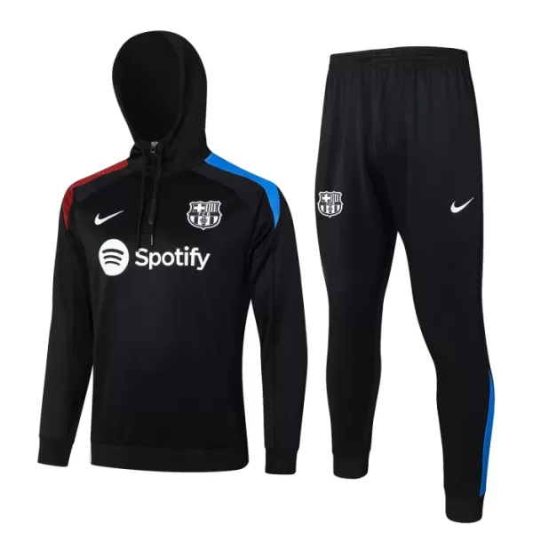 Barcelona Hoodie Trainingssweaterset Heren 2024/25 Kwartrits Zwarte