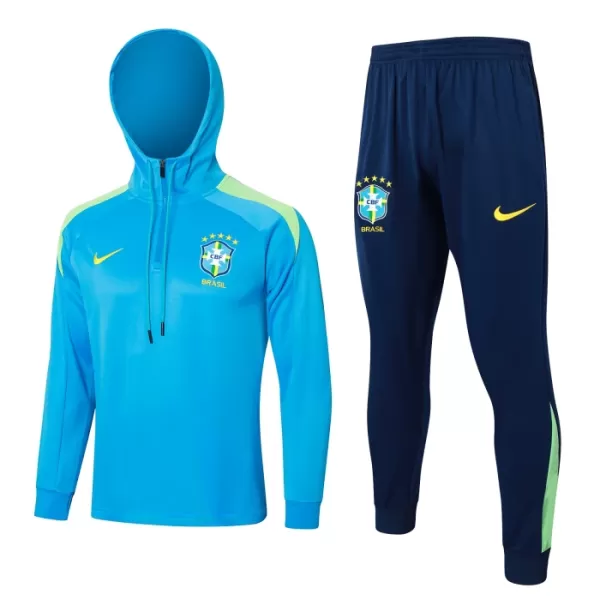 Brazilië Hoodie Trainingssweaterset Heren 2024/25 Kwartrits Blauwe