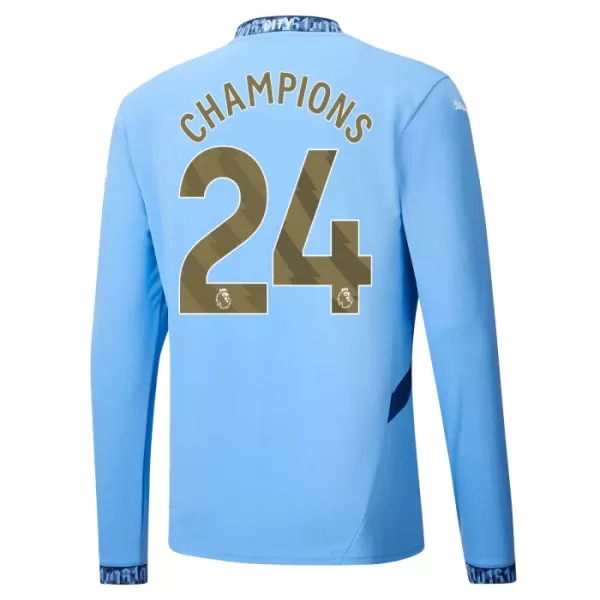 Manchester City Champions 24 Shirt Heren Thuis 2024/25 Lange Mouw