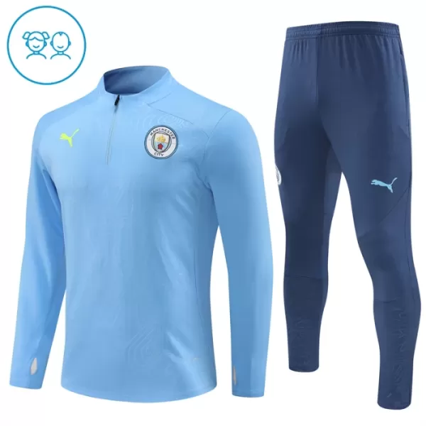 Manchester City Trainingssweaterset Kind 2024/25 Kwartrits Blauwe