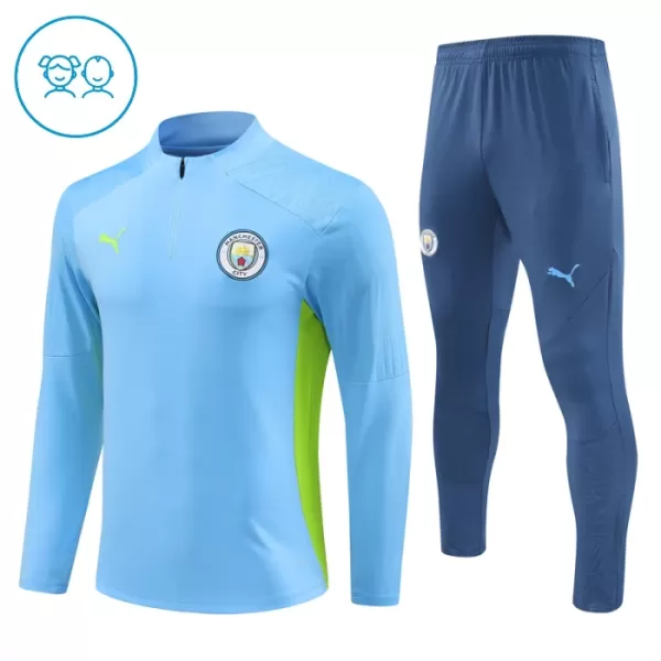 Manchester City Trainingssweaterset Kind 2024/25 Kwartrits Blauwe