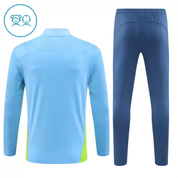 Manchester City Trainingssweaterset Kind 2024/25 Kwartrits Blauwe