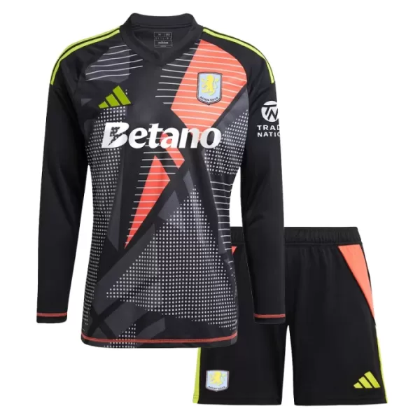 Aston Villa Keeper Tenue Kind 2024/25 Lange Mouw Zwarte